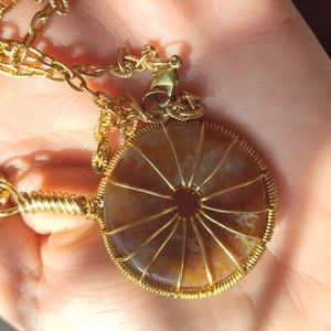 Handcrafted wire Wrapped Shaped Agate Necklace